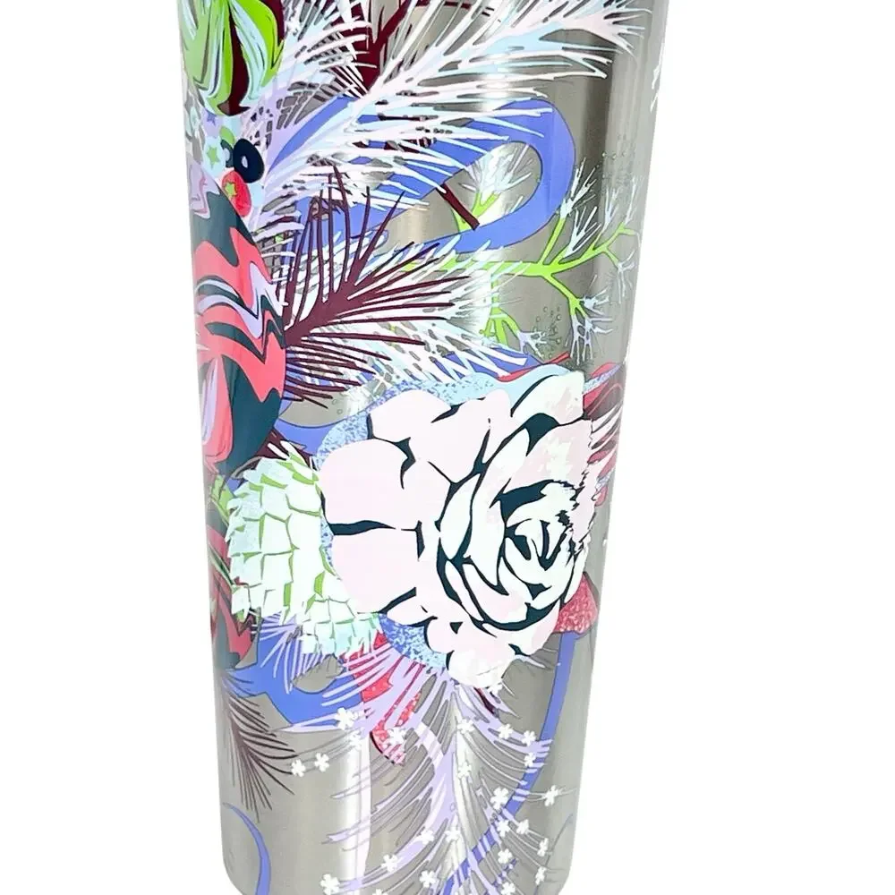 Starbucks 2023 Winter Florals Cold Cup Tumbler 24 oz Stainless Steel New